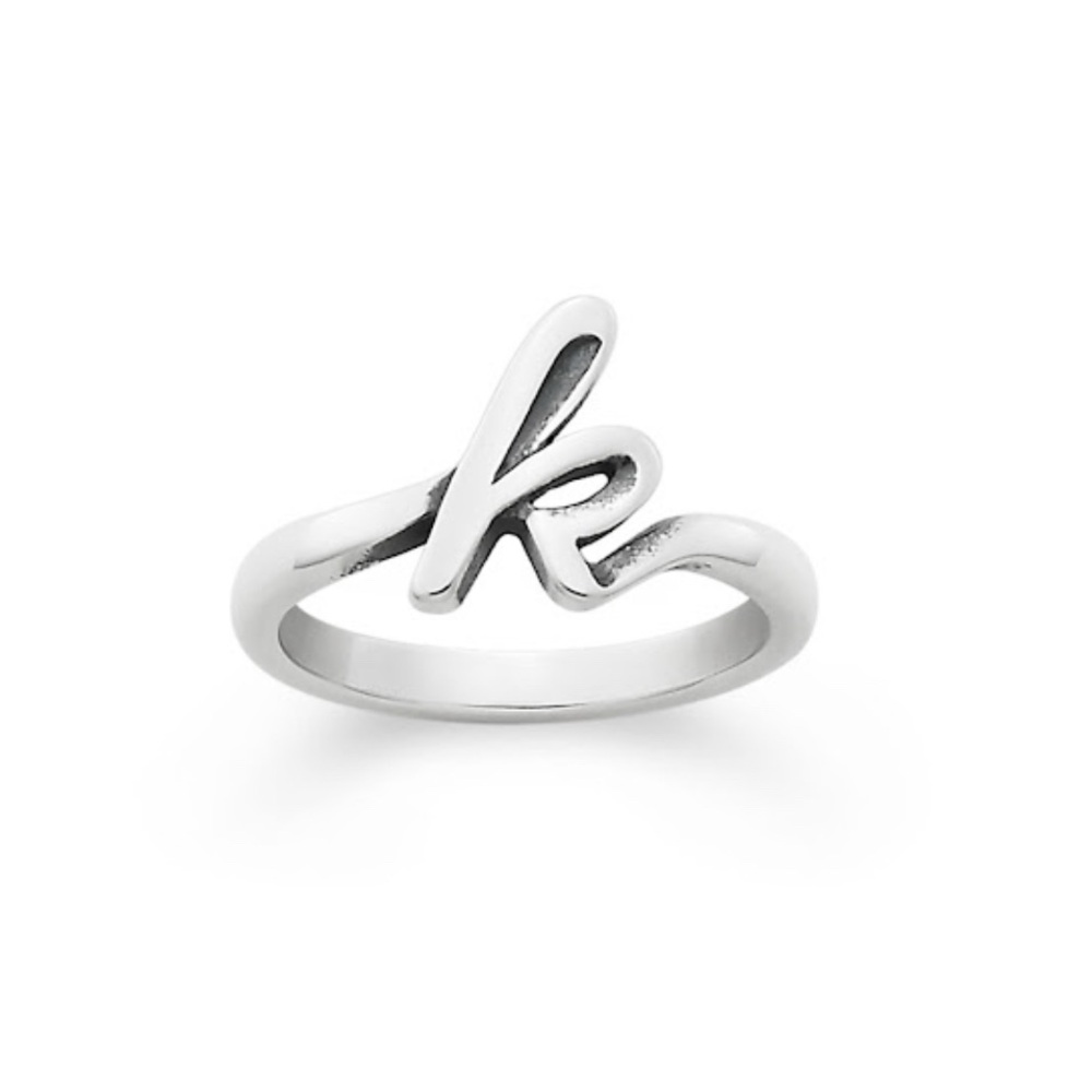 Script Initial Ring In Sterling Silver - Size 7 - Letter K
